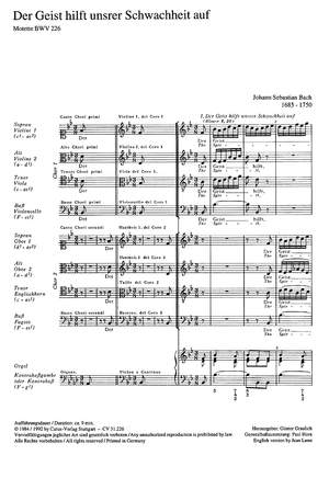 Bach, JS: Der Geist hilft unser Schwachheit auf (BWV 226; B-Dur)