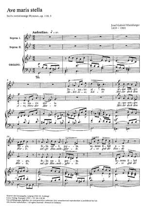 Rheinberger: Ave maris stella (Ave, Stern der Meere) (Op.118 no. 5; g-Moll)