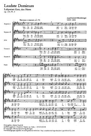 Rheinberger: Laudate Dominum (Lobpreiset Gott, den Herrn) (Op.133 no. 3; H-Dur)