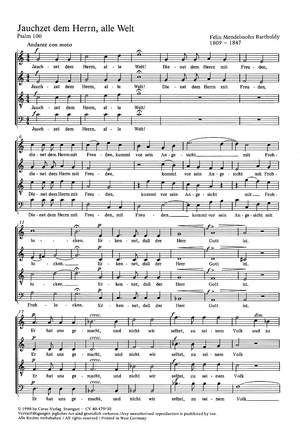 Mendelssohn Bartholdy: Jauchzet dem Herrn (Psalm 100) (C-Dur)