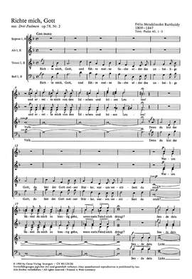 Mendelssohn Bartholdy: Richte mich Gott (Psalm 43) (Op.78 no. 2; dMoll)