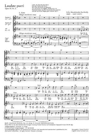 Mendelssohn Bartholdy: Laudate pueri (Op.39 no. 2; Es-Dur)