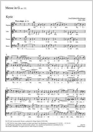 Rheinberger: Missa St. Crucis in G (Op.151; G-Dur)