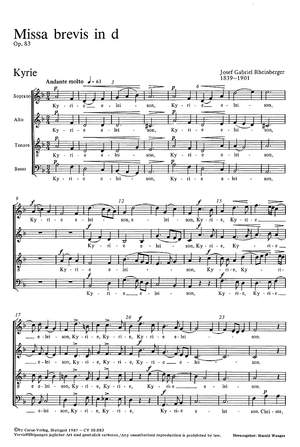 Rheinberger: Missa brevis in d (Op.83; d-Moll)