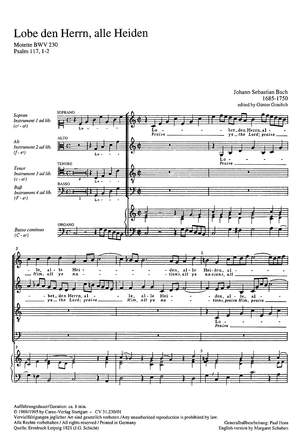 Bach, JS: Lobet den Herrn, alle Heiden (BWV 230; C-Dur)