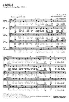 Reger: Nachtlied; Der Mond ist aufgegangen