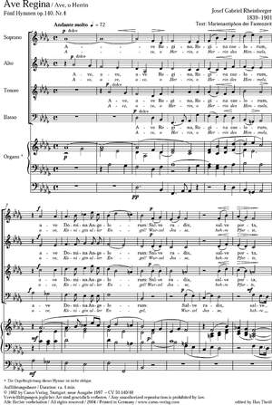 Rheinberger: Ave Regina caelorum (Ave, o Herrin) (Op.140 no. 4; Des-Dur)