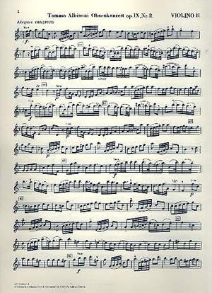 Albinoni, Tommaso: Konzert für Oboe op. 9/2 d-Moll