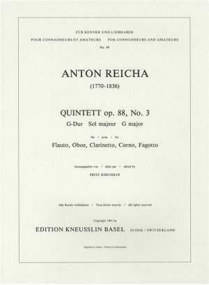 Reicha, Anton: Quintett op. 88/3 G-Dur