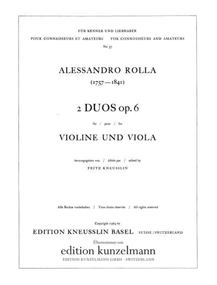 Rolla, Alessandro: 2 Duos  op. 6