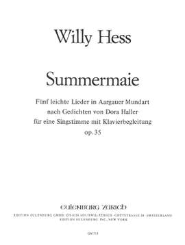Hess, Willy: 5 leichte Lieder in Aargauer Mundart  op. 35