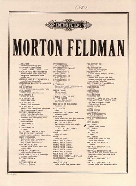 Feldman, M: Two Pieces