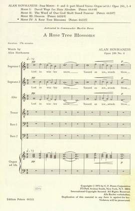 Hovhaness, A: A Rose Tree Blossoms Op. 246, No. 4