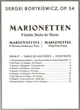 Bortkiewicz, S: Marionetten op. 54