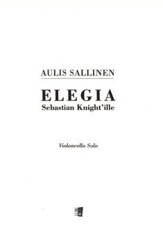 Sallinen, A: Elegia Sebastian Knight'ille