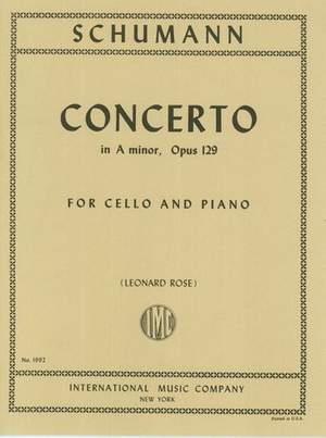 Schumann, R: Concerto A Min Op129 Vc Pft Re