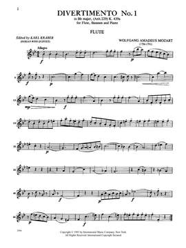Mozart, W A: Divertimento No.1 Bbmaj Fl Ob