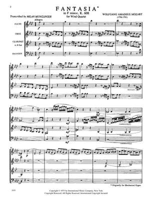 Mozart, W A: Fantasia in F minor KV 608