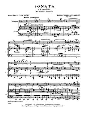 Mozart, W A: Sonata Bb Maj Trom Pft Kv292