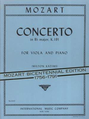 Mozart, W A: Concerto in Bb major KV 191