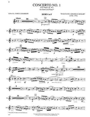 Mozart, W A: Concerto No 1 in D major KV412