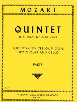 Mozart, W A: Quintet in Eb major KV 407 (386c)