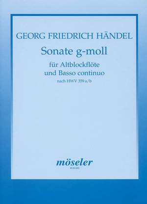 Handel, G F: Sonata G minor HWV 359a/b