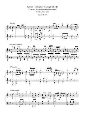 Hofstetter, R: Quartett F-Dur F major