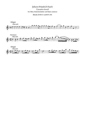 Fasch, J F: Konzert d-Moll D minor