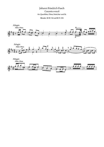 Fasch, J F: Concerto E minor E minor