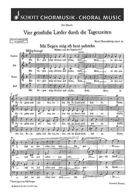 Hessenberg, K: Vier geistliche Lieder durch die Tageszeiten op. 41