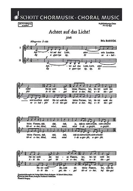 Bartók, B: 18 Chorlieder