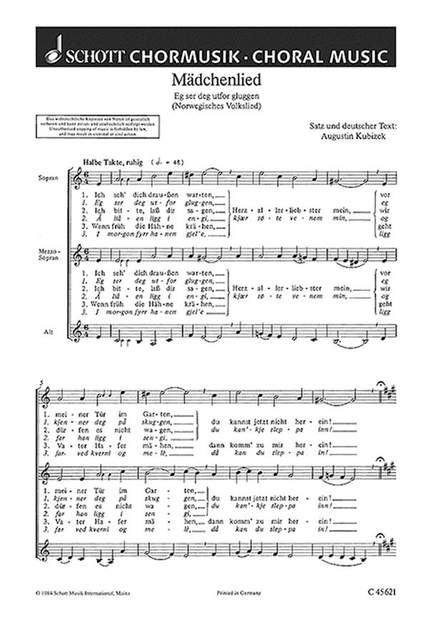 Kubizek, A: Mädchenlied