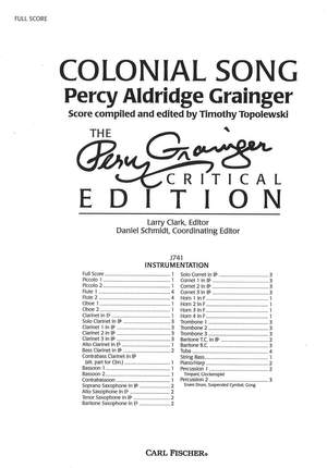 Percy Aldridge Grainger: Colonial Song