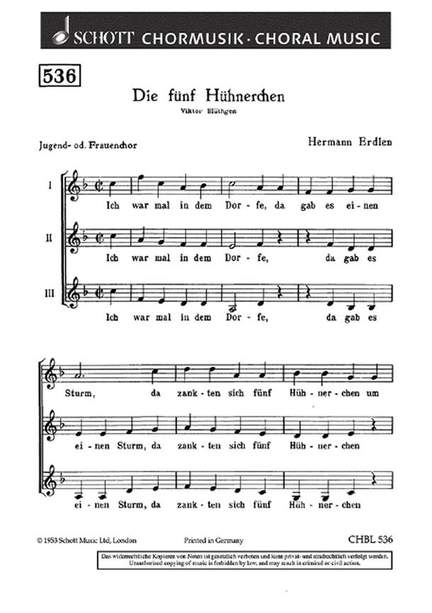 Erdlen, H: Die fünf Hühnerchen