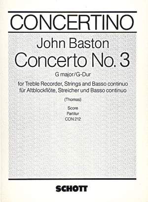 Baston, J: Concerto No. 3 G-Dur G major