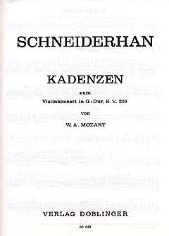 Wolfgang Schneiderhan: Kadenzen zu Violinkonzerten