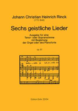 Rinck, J C H: Six sacred songs op. 81