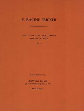Fricker, P R: Wind Quintet op. 5