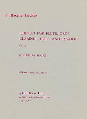Fricker, P R: Wind Quintet op. 5