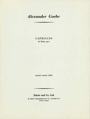 Goehr, A: Capriccio op. 6