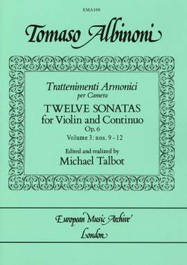 Albinoni: Trattenimenti armonici per camera - Twelve Sonatas (Op. 6 No9-12) Volume 3