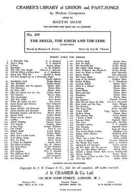 Thiman: Beech, The Birch And The Lime, The