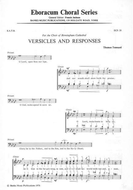Tunnard: Versicles & Responses