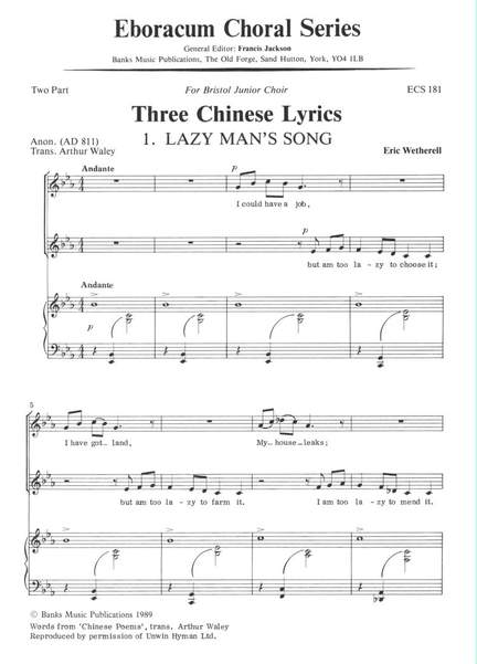 Wetherell: Three Chinese Lyrics