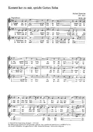 Praetorius: Kommt her zu mir (Op.9 no. 120; g-Moll)