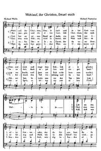 Bodenschatz: Jesus Christus; Praetorius: Wohlauf, ihr Christen