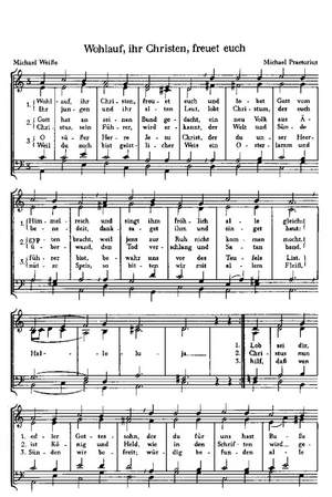 Bodenschatz: Jesus Christus; Praetorius: Wohlauf, ihr Christen