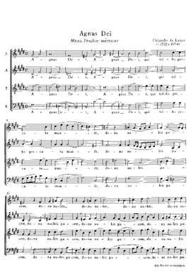 Lasso: Agnus Dei; Desprez: Et incarnatus est