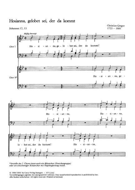 Gregor: Hosianna, gelobet sei, der da kommt (BDur)